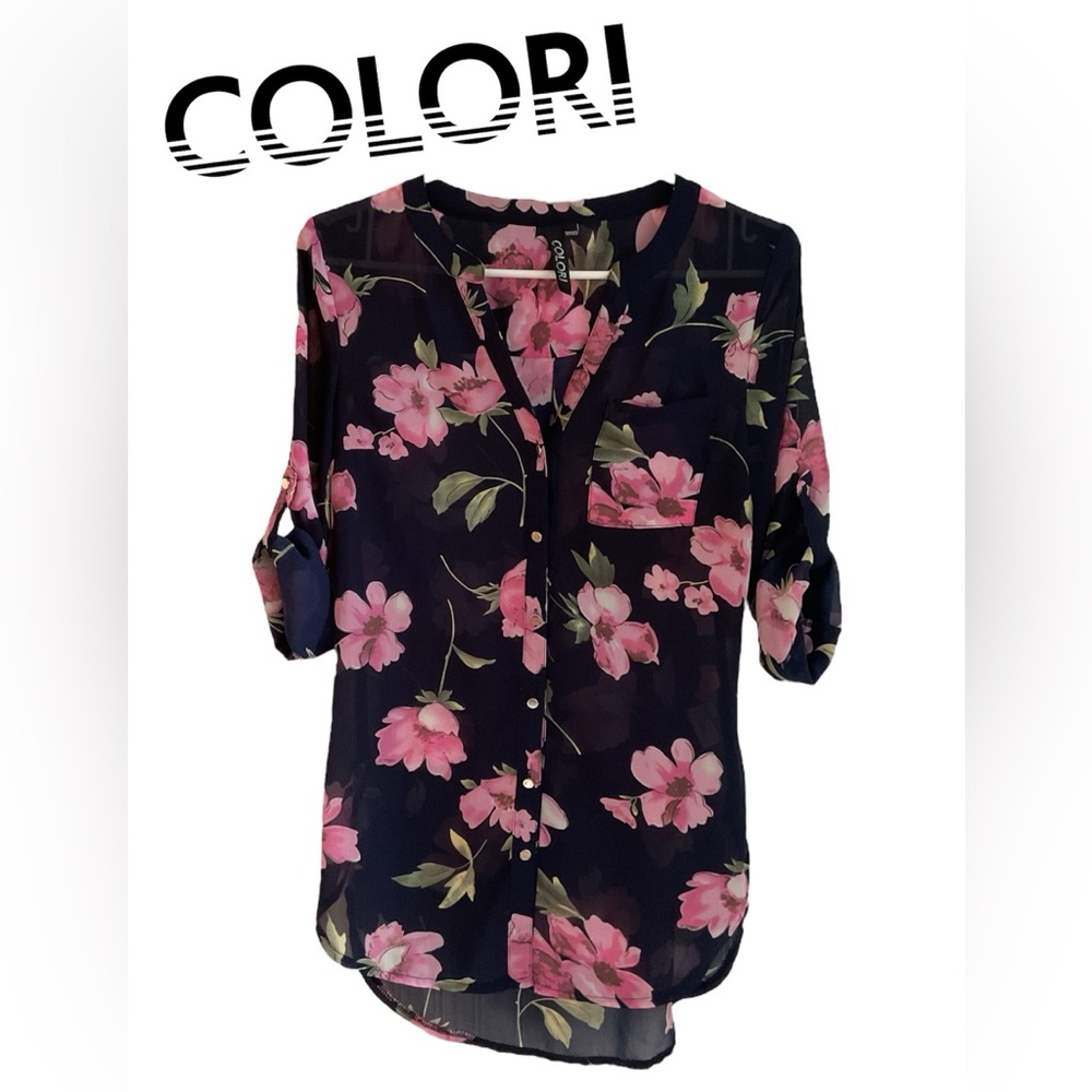 COLORI😉Black Floral Blouse